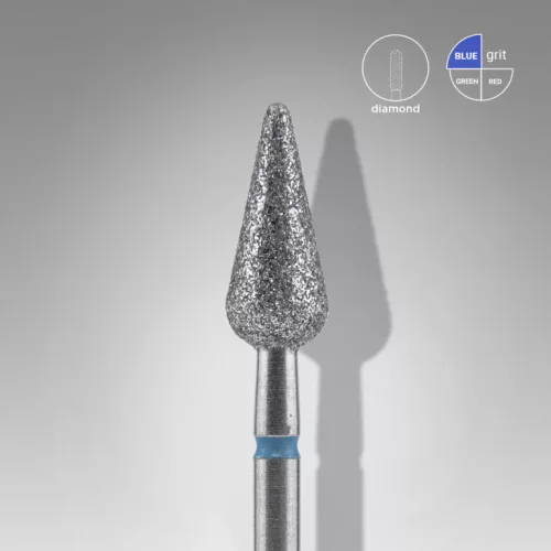 Staleks Diamond köröm csiszolófej bit pointed pear blue EXPERT head diameter 5 mm / working part 12 mm FA100B050/12