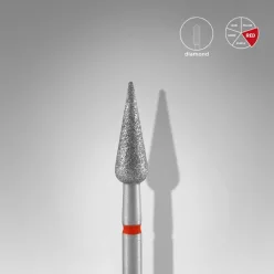   Staleks Diamond köröm csiszolófej bit pointed pear red EXPERT head diameter 4 mm / working part 12 mm FA100R040/12