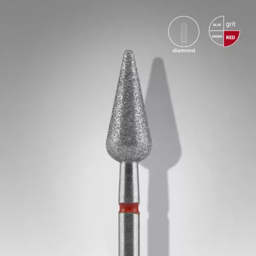Staleks Diamond köröm csiszolófej bit pointed pear red EXPERT head diameter 5 mm / working part 12 mm FA100R050/12 
