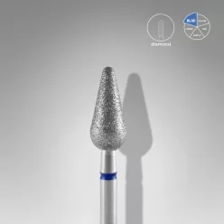   Staleks Diamond köröm csiszolófej bit rounded pear blue EXPERT head diameter 5 mm / working part 12 mm FA101B050/12