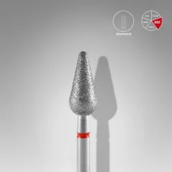   Staleks Diamond köröm csiszolófej bit rounded pear red EXPERT head diameter 5 mm / working part 12 mm FA101R050/12