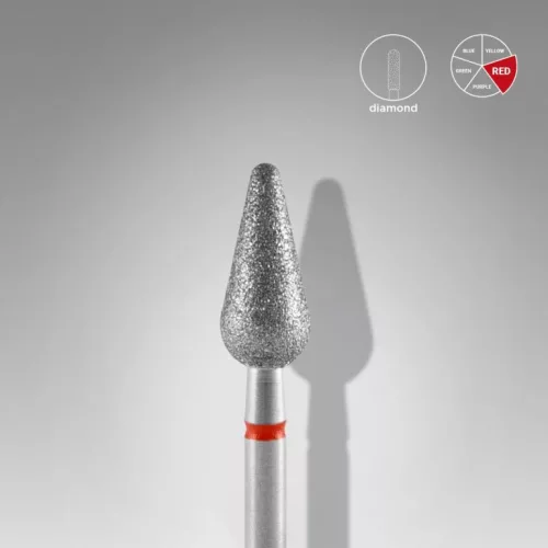 Staleks Diamond köröm csiszolófej bit rounded pear red EXPERT head diameter 5 mm / working part 12 mm FA101R050/12