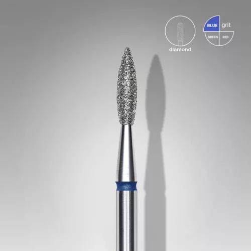 Staleks Diamond köröm csiszolófej bit pointed flame blue EXPERT head diameter 2,1 mm / working part 8 mm FA11B021/8