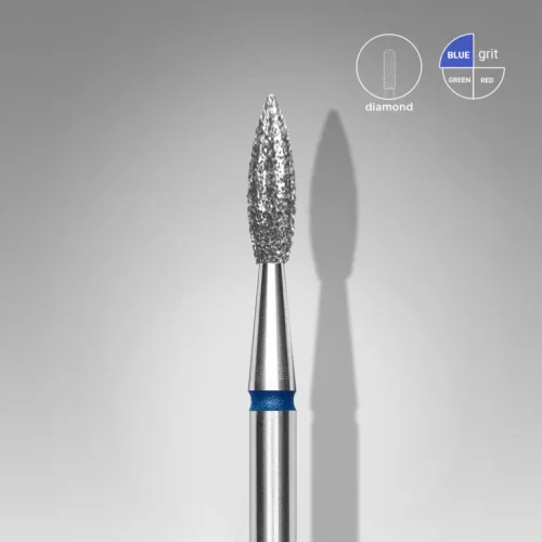 Staleks Diamond köröm csiszolófej bit pointed flame blue EXPERT head diameter 2,3 mm / working part 8 mm FA11B023/8