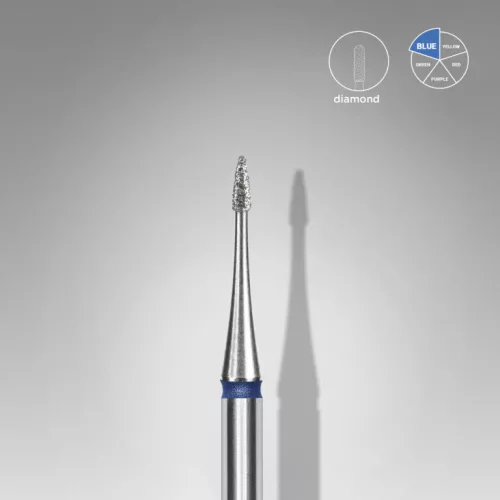 Staleks Diamond körörm csiszolófej bit flame mini blue EXPERT head diameter 1 mm / working part 3 mm FA12B010/3