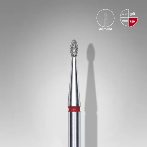 Staleks Diamond köröm csiszolófej bit rounded bud red EXPERT head diameter 1,6 mm / working part 3,4 mm FA50R016/3.4
