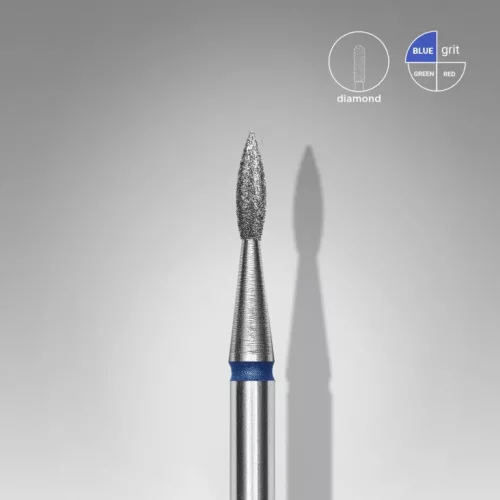 Staleks Diamond köröm csiszolófej bit pointed flame blue EXPERT head diameter 1,8 mm / working part 8 mm FA11B018/8