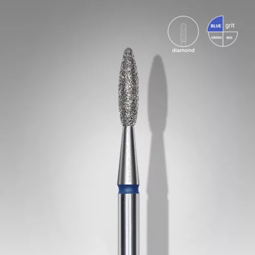 Staleks  Diamond köröm csiszolófej bit flame blue EXPERT head diameter 2,1 mm / working part 8 mm FA10B021/8
