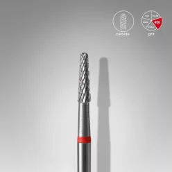   Staleks Carbide köröm csiszolófej bit cone red EXPERT head diameter 2,3 mm / working part 8 mm FT71R023/8