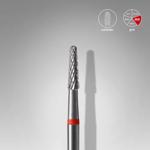 Staleks Carbide köröm csiszolófej bit cone red EXPERT head diameter 2,3 mm / working part 8 mm FT71R023/8