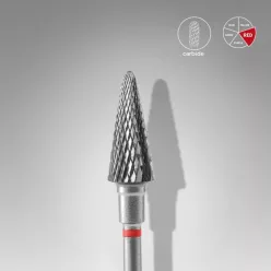   Staleks Carbide köröm csiszolófej bit cone red EXPERT head diameter 6 mm / working part 14 mm FT71R060/14