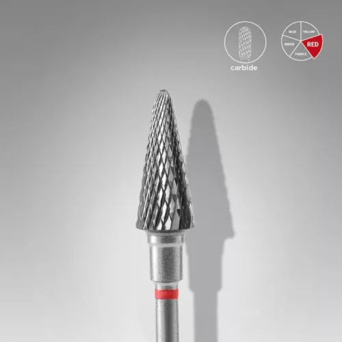 Staleks Carbide köröm csiszolófej bit cone red EXPERT head diameter 6 mm / working part 14 mm FT71R060/14