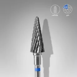   Staleks Carbide köröm csiszolófej bit cone blue EXPERT head diameter 6 mm / working part 14 mm FT71B060/14