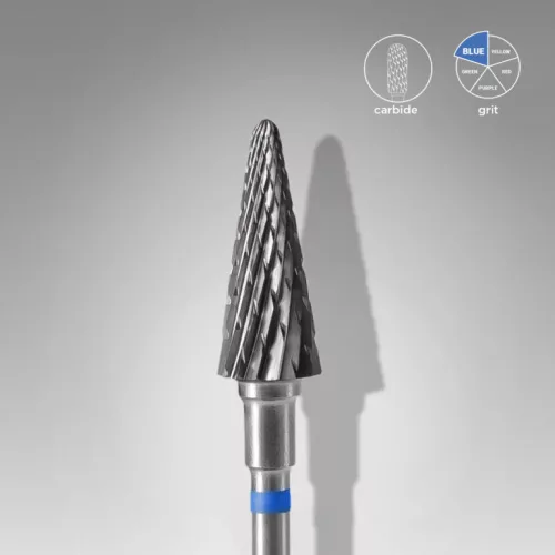 Staleks Carbide köröm csiszolófej bit cone blue EXPERT head diameter 6 mm / working part 14 mm FT71B060/14