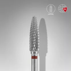   Staleks Carbide köröm csiszolófej bit corn red EXPERT head diameter 4 mm / working part 14 mm FT90R040/14