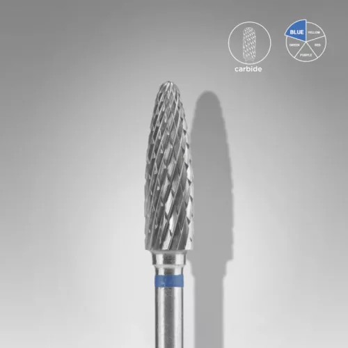 Staleks Carbide köröm csiszolófej bit corn blue EXPERT head diameter 4 mm / working part 14 mm FT90B040/14