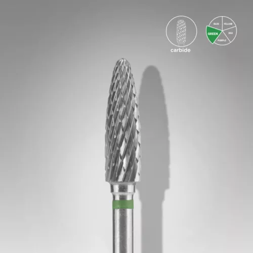 Staleks Carbide köröm csiszolófej bit corn green EXPERT head diameter 4 mm / working part 14 mm FT90G040/14