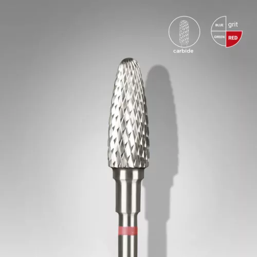 Staleks Carbide köröm csiszolófej bit corn red EXPERT head diameter 5 mm / working part 13 mm FT90R050/13