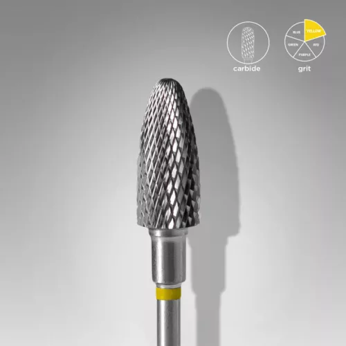 Staleks Carbide köröm csiszolófej bit corn yellow EXPERT head diameter 6 mm / working part 14 mm FT90Y060/14
