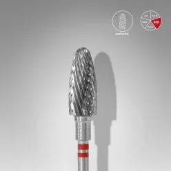   Staleks Carbide köröm csiszolófej bit balkezeseknek corn red EXPERT head diameter 6 mm / working part 14 mm FT91R060/14