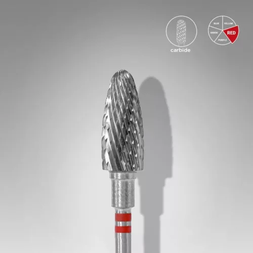 Staleks Carbide köröm csiszolófej bit balkezeseknek corn red EXPERT head diameter 6 mm / working part 14 mm FT91R060/14
