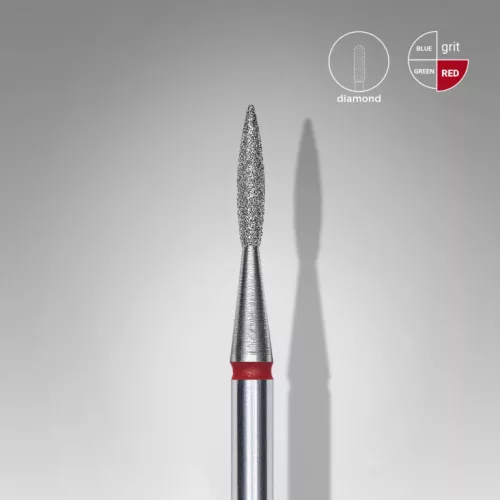 Staleks Diamond köröm csiszolófej bit pointed flame red EXPERT head diameter 1,6 mm / working part 8 mm FA11R016/8 