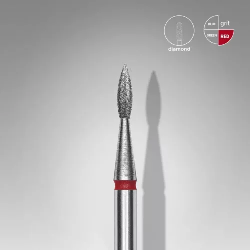 Staleks Diamond köröm csiszolófej bit pointed flame red EXPERT head diameter 1,8 mm / working part 8 mm FA11R018/8