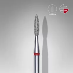   Staleks Diamond köröm csiszolófej bit pointed flame red EXPERT head diameter 2,1 mm / working part 8 mm FA11R021/8