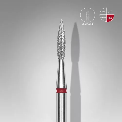 Staleks Diamond köröm csiszolófej bit pointed flame red EXPERT head diameter 2,3 mm / working part 8 mm FA11R023/8